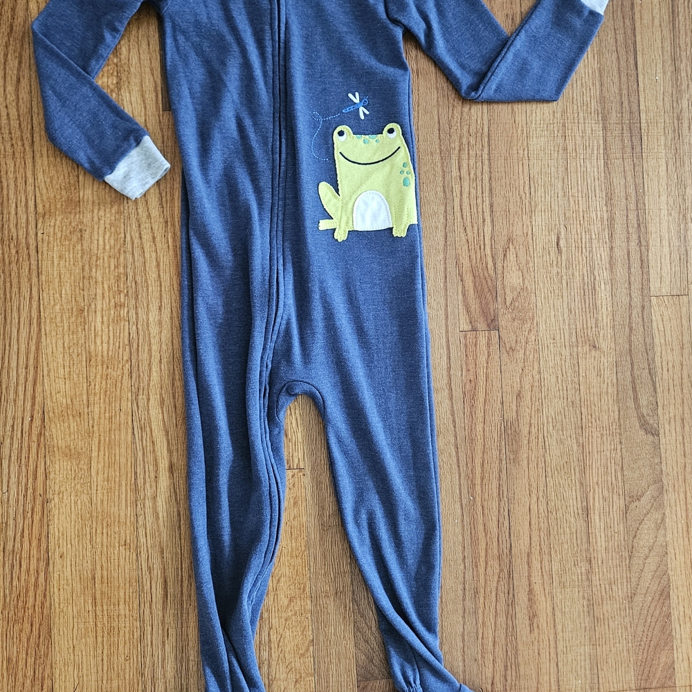 Blue and Green Frog Footie One Piece